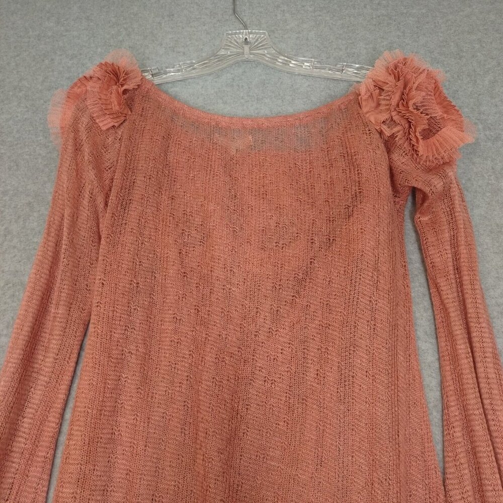 By Stella XL Loose Knit Off Shoulder 3D Floral Wool Blend Flawed Sweater Balloon - Picture 12 of 12